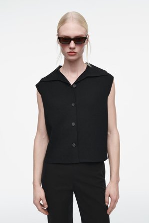 COS Women's Collared Knitted Waistcoat in Black