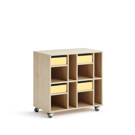 Student storage CASPER, 4 drawers, 8 compartments, birch, sky blue