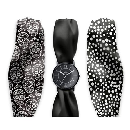 Trendklocka med satin scarfarmband Calavera