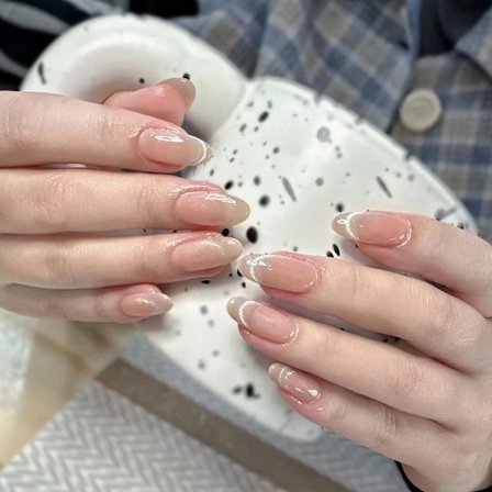 24st/kartong Smiling Cat Eye False Nail Naken Fake Nail Tryck på