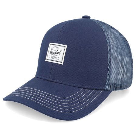 Herschel - Blå trucker Caps - Whaler Cotton Mesh Dark Navy/Vintage White Stitch Trucker @ Hatstore