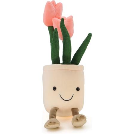 Sukkulenter Plyslegetøj, Sød Plys Potteplante Plysdukke, Gaver Legetøj til Børn Drenge (Tulip - Pink)