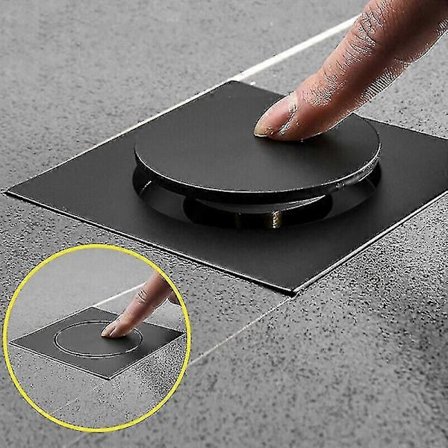 Pop Up Golvbrunn i Järn Anti-lukt Krompläterad Mässing Badrumsavlopp Deodoriserande 1st-svart