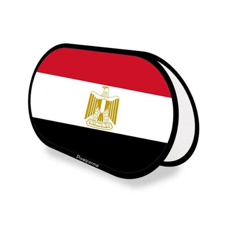 Oval Flag - Egypt - 70 x 120 cm - Polyester - Double-sided Printing - Foldable Retractable
