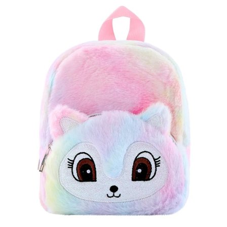 Barn Djuransikte Ryggsäck Mjuk Päls Skolväska Vinter Höst Regnbågsfärg Förskolebarn Barn Baby Plysch Ryggsäckar Plånbok~09636