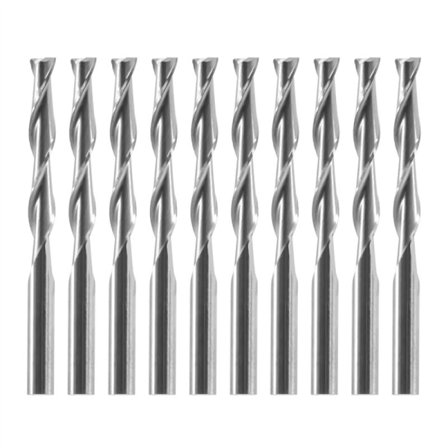 10x 1/8 tommer 3,175 mm CNC karbid dobbelt to-fløjte spiralbit endebit routerbit 22 mm