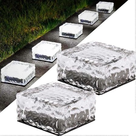 Solcelle Belegningsstein Hvit 2-stk Sett - Utendørs Vanntette LED Solcelle Gulvlys For Hagesti Belysning (FMY)