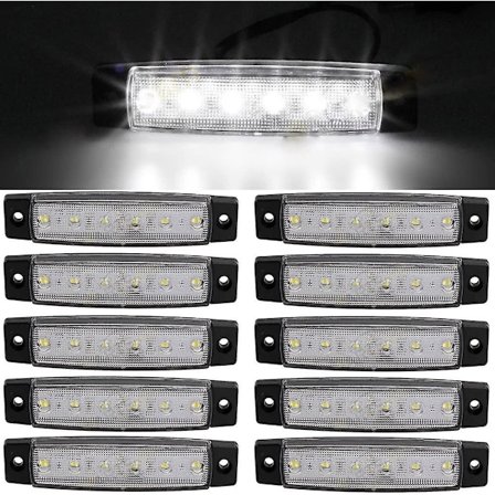 10-pak 3,8" 6 Led Side 12v Markeringslys til Trailer Lastbil, Gult Markeringslys, Bag, Lastbil Kabine Markeringslys