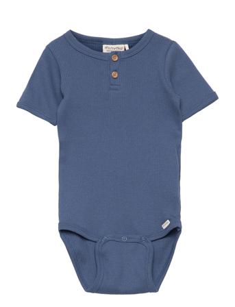 Body Ss Rib Bodies Short-sleeved Blå Minymo