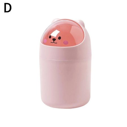 Söt Skrivbords Papperskorg Barn Mini Soptunna med Lock Skrivbordsavfallsbehållare för Sovrum[D]
