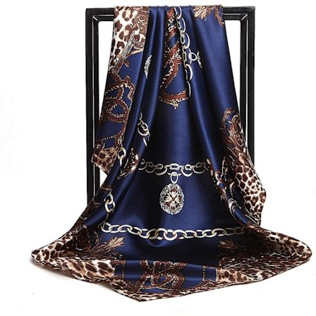 Kvinners Silke Skjerf Belte Mønster Stor Kvadratisk Sateng Hodeskjerf Hodeplagg 35", Blå