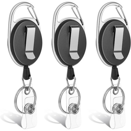 3 stk Utvidbare Nøkkelring Badge Klips Rull, Sterk Utvidbar