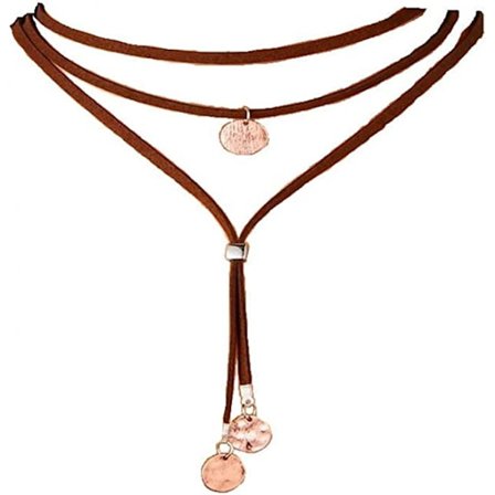 Boheme flerlags halskæde til kvinder, håndjusterbar ruskindshalskæde, pige boheme smykker lang halskæde, fødselsdagsgave til hende (brun)