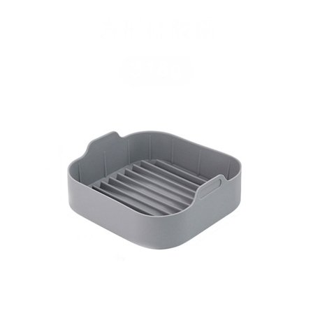 20,5 cm Air Fryer Silikonform Ugnsform Bakplåt Fritöspad Fyrkantig Ersättningsform Bakformstillbehör (Grå)-14126