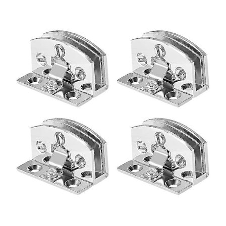 4 stk. Glassdørhængsel Skab Vitrine Kabinetdørhængsel Glasklemme, til 5-7 mm Glastykkelse