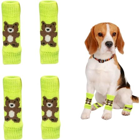 4-pakning Strikkede Hundebenvarmer – Vinterklær for Valp, Katt & Små Hunder