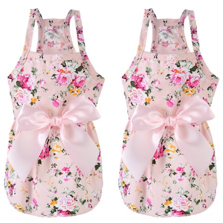 Hundklänning med rosett och blommor, prinsessklänning för hundar, sommarklänning för hundar_tfrf