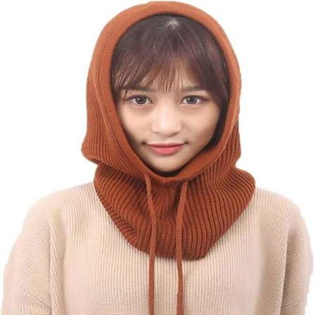 Dame Balaclava Huva Hue Vinter Kashmir Strikkede Huer Skimaske Skihue Udendørs (Brun)