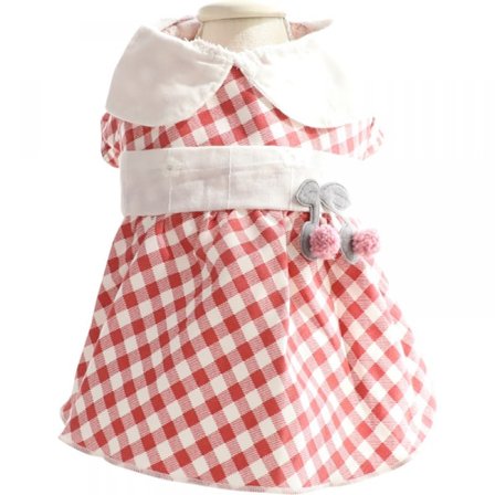 Sommer hund nederdel pige hvalp kat ternet prinsesse kjole fest fødselsdag kæledyr kjole (XS størrelse)