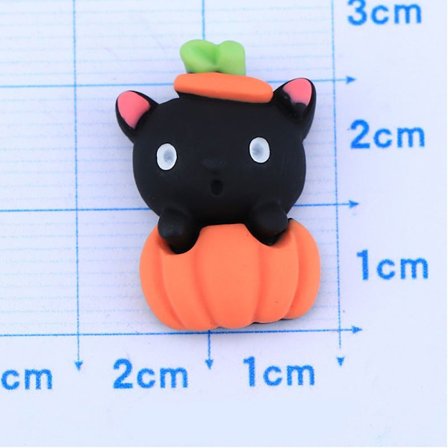 20 stk Halloween Græskar Figur 3D Resin Flad SORT KAT