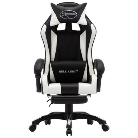 Vidaxl Gamingstol Med Fotstöd Vit Och Svart Konstläder Vit