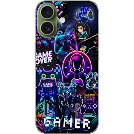 Kompatibelt Mobilskal till Apple Apple iPhone 17 Neon Gamer Collage med Konsoler Headset och Gaming Vibes