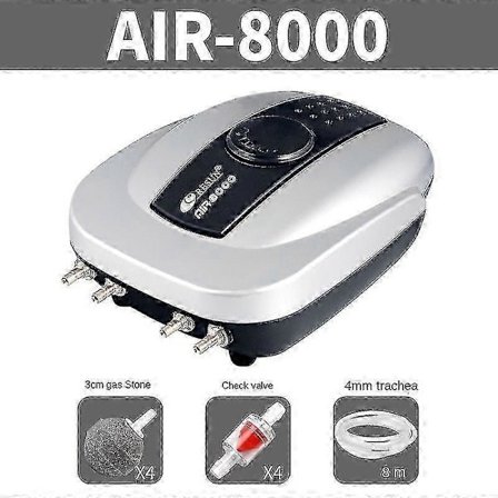 Dam Luftpumpe Belufter Sæt Til Koi Damme Op Til 3785 Liter med Dobbelt Udgang Luftslange og Luftsten Vand Beluftning 8000