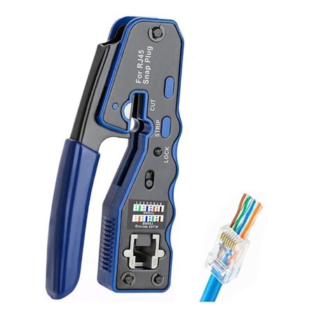 Ammattimainen RJ45-puristustyökalu, jossa on johdonkuorija ja verkkotesteri, yhteensopiva Ethernet-kaapeleiden kanssa