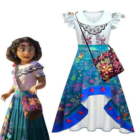Børnepige Encanto Mirabel Kostume Kjole Fancy Med Taske