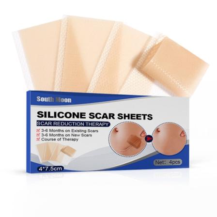 4 stk arrborttagnings silikontape Selvklebende Lett å kutte Gjennomsiktige arrblekende ark 1,6 X 3 tommer