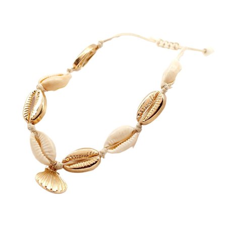 1 stk. Guld Fod Smykker Fod Lænke Ankelkæde Fod Kæde - Skaller i Guld