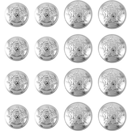 16 stk. sølvknapper for blazere, metall blazerknapp, vintage sølvknapper, rundformet metallknappsett for menn og kvinner, blazerfrakk, uniformskjorte,