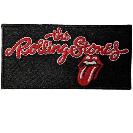 The Rolling Stones Logo Woven Script Strykjärn På Patch En Storlek Bla
