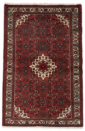 Tapis Hosseinabad 100X152 Noir/Rouge Foncé (Laine, Perse)