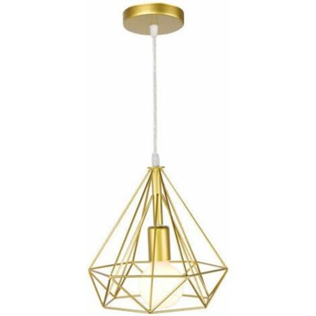 Industriel Pendellampe 25cm Retro Guld Metal Diamant Bur Gitter Lysekrone Loftlampe til Gang Indgang Soveværelse STOL