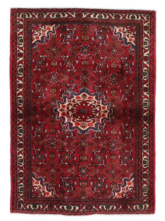 Tappeto Hosseinabad 102X148 Rosso Scuro/Nero (Lana, Persia)