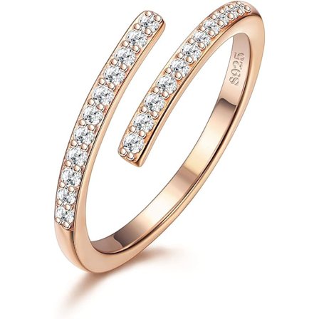925 Sterling Sølv Justerbar Ring Kvinders Kubisk Zirkonia Ring 2mm Enkel Åben Snit Justerbar Ring