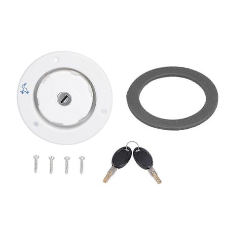 Vattenpåfyllningsinlopp med gravitationskraft och nyckellås, vit PP-plast för husbil, husvagn, släpvagn