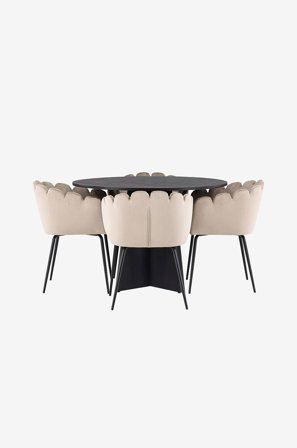 Venture Home - Spisegruppe Bootcut med 6 stk spisestoler Limhamn - Svart - Spisegruppe 6 personer - Fra Homeroom