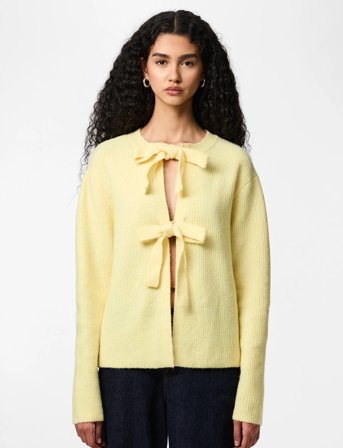 Pieces Pcsilly Ls Rev Tie Knit Noos Bc - Yellow - S