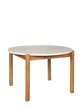 House Nordic Alba - Dining Table, Acacia/Terazzo, Natural, Ø120X76 Cm - White - Ø 120 CM