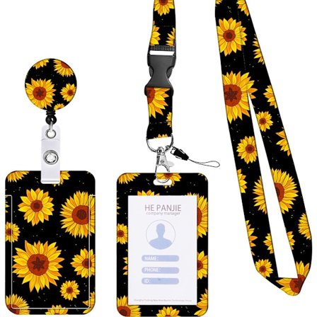 Badgeholder - Nøkkelring - Med ID-kortholder og uttrekkbar klips - Én svart