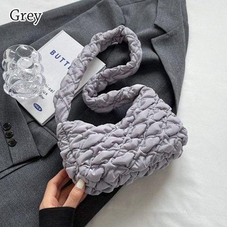 Plisserad Bubbles Axelväska Crossbody Bag GRÅ