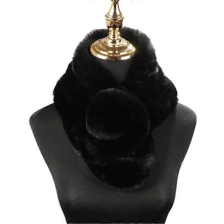 Pelskrave Halstørklæde til Kvinder Faux Pels Halstørklæder Skuldervarmer til Forår Efterår Vinter Kåbe Kjole Sort
