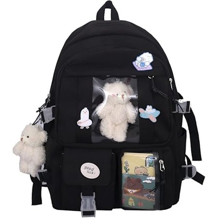 Kawaii School Backpack for Girls Cute Aesthetic Backpack School Bookbag with Pin and Accessories
