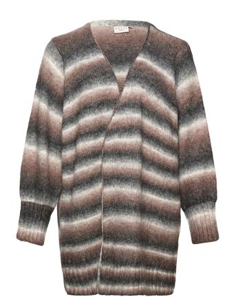 Kcandrea Knit Cardigan Strikkegenser Cardigan Multi/mønstret Kaffe Curve