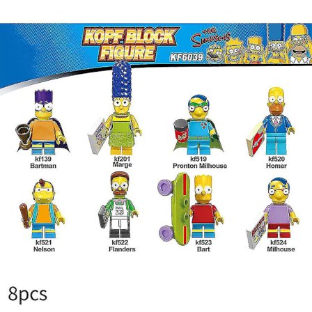 8 stk/sett The Simpsons Byggeklosser Actionfigurer Lekefigurer Homer Bart Marge Simpson Samle Minifigurer Dekor Barn Fans Samleobjekt Gave