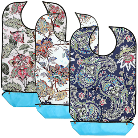 3 stk. Voksen Hagesmæk Dekorativ Voksen Hagesmæk Ældre Spise Hagesmæk Senior Hagesmæk Justerbar Strop Hagesmæk