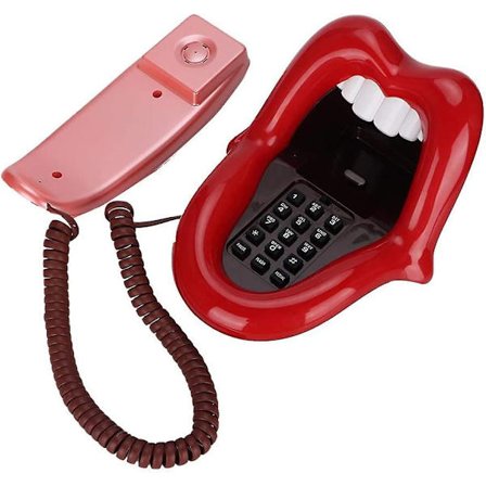 Röd Mun Telefon Retro, Röd Tunga Sladdtelefon Nyhet Sexig Läppmun Fast Telefon