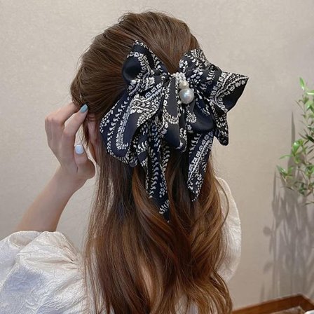 Valnød stor bue perle stribe mesh hårnål kvinders hårnål bånd hestehale tilbehør farve: A, størrelse: 24*20cm